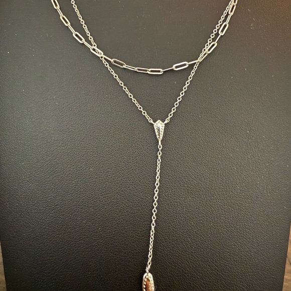 Kendra Scott Jaimee Silver-Tone Multi-Strand Paperclip Chain Y-Necklace - Picture 6 of 6